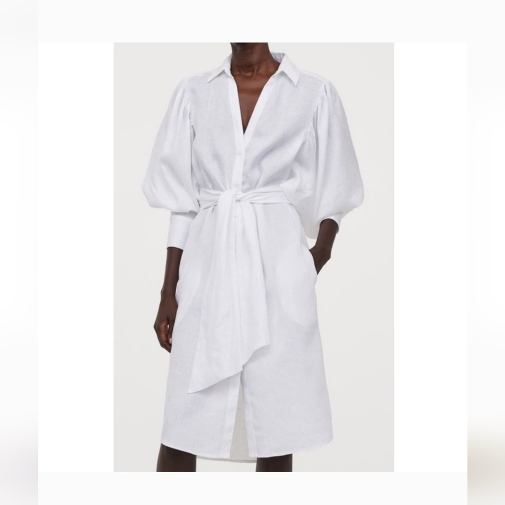 JOHANNA ORTIZ x H&M White Linen Shirt Dress
